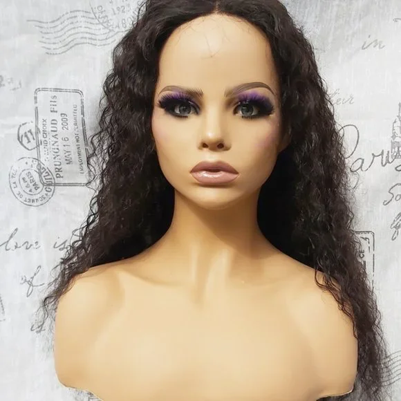24" 100% Human Hair Wavy Curly Lace Frontal Wig (s1) - Picture 8 of 8